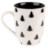 Bílo-černý porcelánový hrnek se stromky Black&White X-Mas - 12*8*10 cm / 300 ml