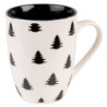 Bílo-černý porcelánový hrnek se stromky Black&White X-Mas - 12*8*10 cm / 300 ml