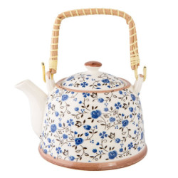 Konvička se sítkem modré kvítky - Ø 18*14*12 cm / 0,7L