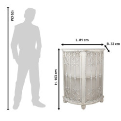 Krémová antik půlkulatá dřevěná skříňka Kolun - 81*32*103 cm