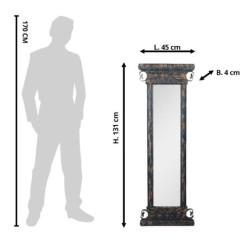 Modro-hnědé antik dřevěné nástěnné zrcadlo Mirael - 45*4*131 cm