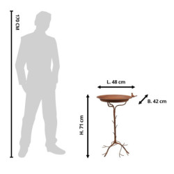 Rezavé kovové krmítko pro ptáčky na noze - 48*42*71 cm
