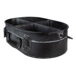 Černý antik úložný plechový organizér - 41*26*11 cm