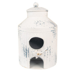 Béžová dekorativní plechová budka pro ptáčky Fun Antique - 19*13*28 cm