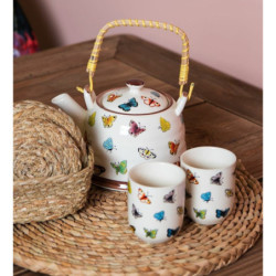 Porcelánová konvička se sítkem motýlci - Ø 14*14 cm / 0,7L