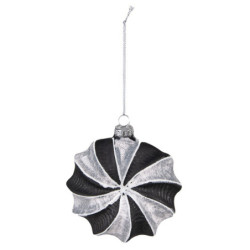 Sada 4ks černo-šedá skleněná ozdoba - 10*3*10 cm
