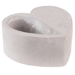 Šedý květináč ve tvaru srdce - 13*13*6 cm