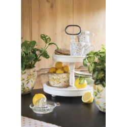 Béžový keramický obal na květináč s citróny Lemonio M - Ø16*9 cm