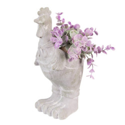 Šedý antik cementový květináč ve tvaru kohoutka - 11*10*26 cm