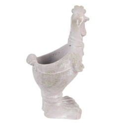 Šedý antik cementový květináč ve tvaru kohoutka - 11*10*26 cm