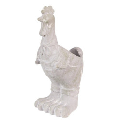 Šedý antik cementový květináč ve tvaru kohoutka - 11*10*26 cm