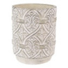 Šedý antik cementový obal na květináč s ornamentem - Ø 14*18 cm