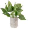 Šedý antik cementový obal na květináč s ornamentem - Ø 14*18 cm