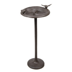 Hnědé litinové pítko/ krmítko pro ptáčky na vysoké noze - 23*25*52 cm