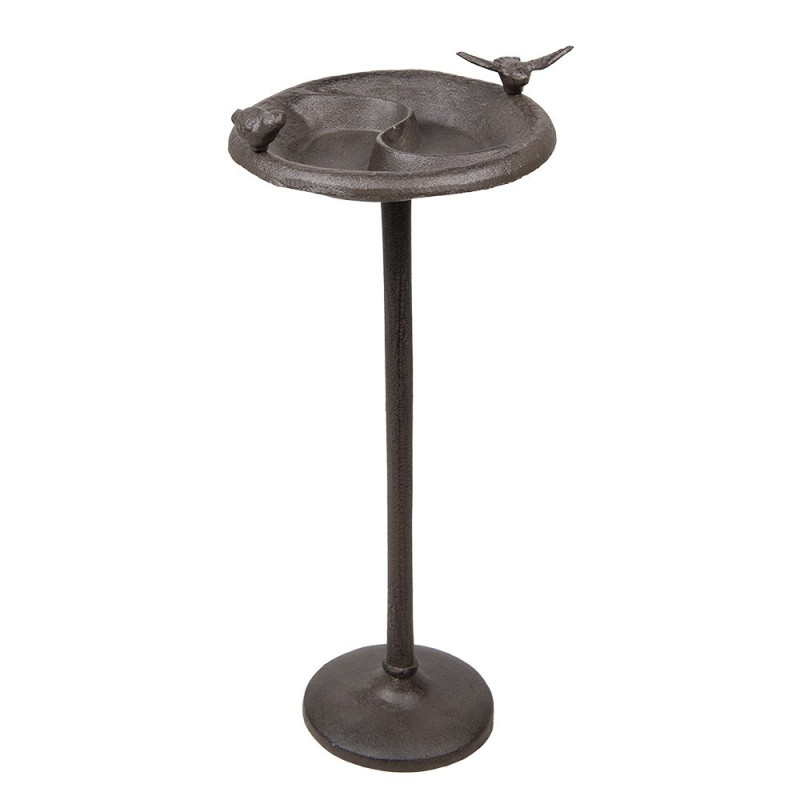 Hnědé litinové pítko/ krmítko pro ptáčky na vysoké noze - 23*25*52 cm