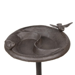 Hnědé litinové pítko/ krmítko pro ptáčky na vysoké noze - 23*25*52 cm