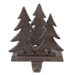 Hnědý litinový háček na punčochu ve tvaru stromku - 13*12*16 cm