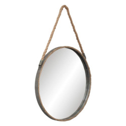 Kulaté kovové zrcadlo s provazem - Ø 47*3cm