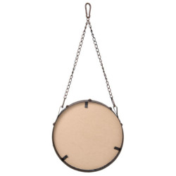 Kulaté kovové vypouklé zrcadlo s řetízkem -  Ø 26*3 cm