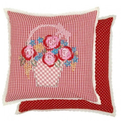 Povlak na polštář Flower Basket red s výšivkou - 40*40cm