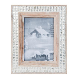 Dřevěný fotorámeček s kamínkovým lemováním - 22*27 cm / 13*18 cm