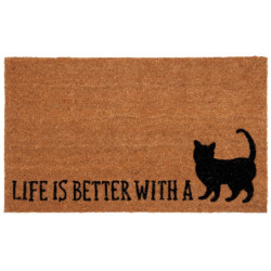 Kokosová rohožka Life is better with a cat - 75*45*1 cm