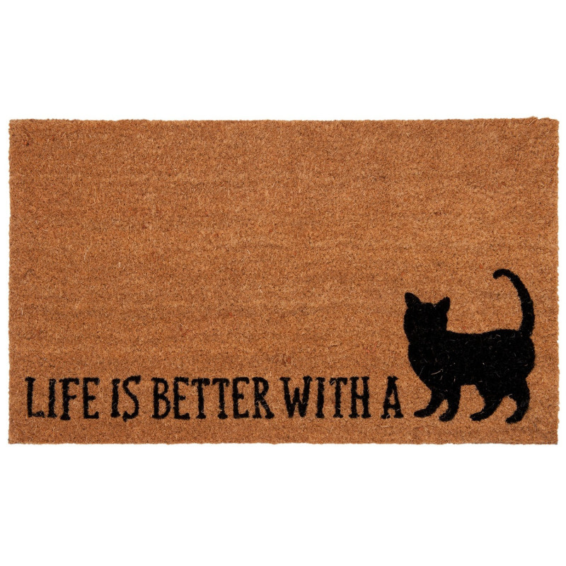 Kokosová rohožka Life is better with a cat - 75*45*1 cm