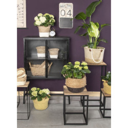 Set 2 odkládacích stolků s recyklovaným dřevem - 60*25*65 cm / 55*22*56 cm