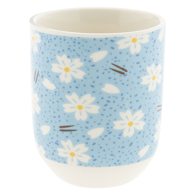 Modrý kalíšek s květy - Ø 6*8 cm / 0,1L