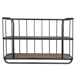 Černá nástěnná police s patinou Zira - 66*20*44 cm