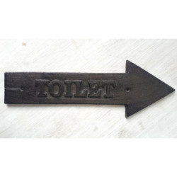 Litinová cedule nástěnná šipka Toilet - 29*10*1 cm