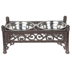 Kovové hnědé misky pro psy -  28*15*13 cm