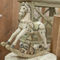 Béžová antik dekorace houpací koník Rocking Horse - 29*6*27 cm