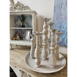 Kovové vintage svícny s patinou na tácu Frassica -  Ø 35*36 cm