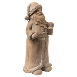 Hnědá dekorace Santa s lucernou - 11*9*24 cm