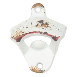 Bílý kovový otvírák na láhve na zeď  - 6*3*8 cm