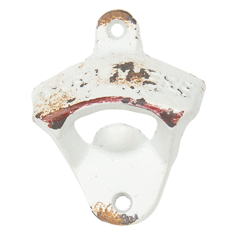 Bílý kovový otvírák na láhve na zeď  - 6*3*8 cm