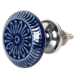 Modrá keramická úchytka Bluvy - Ø 4 cm