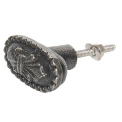 Šedo-černá kovová úchytka Oval - 5*3 cm