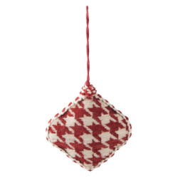 Vánoční červená textilní ozdoba kočotverec -  11*3*11 cm