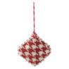 Vánoční červená textilní ozdoba kočotverec -  11*3*11 cm