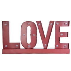 Kovová LED svítící dekorace LOVE - 60*8*30 cm / 2x AA