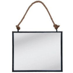 Zrcadlo v černém rámu zavěšené na lanu - 50*4*40 cm