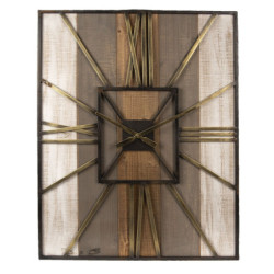 Dřevěné hodiny se zlatými římskými číslicemi - 60*6*79 cm / 1*AA