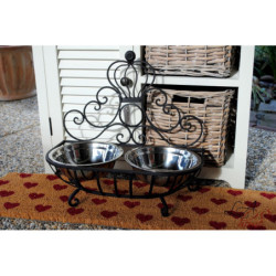 Misky v kovovém stojanu - 36*18*19 cm / 0,5L