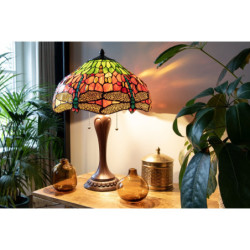 Tmavě hnědá zdobená noha k lampě Tiffany - Ø 17*60 cm / E27/40w