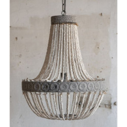 Kovový vintage lustr s dřevěnými korálky Avril – Ø 54*72 cm E27/max 1*40W