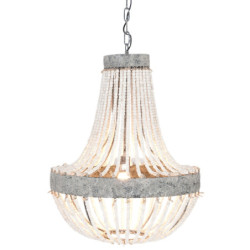Kovový vintage lustr s dřevěnými korálky Avril – Ø 54*72 cm E27/max 1*40W