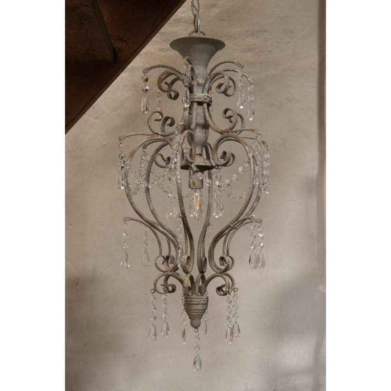 Kovové vintage světlo se skleněným závěsem – Ø 32*70 cm E14/max 1*25W