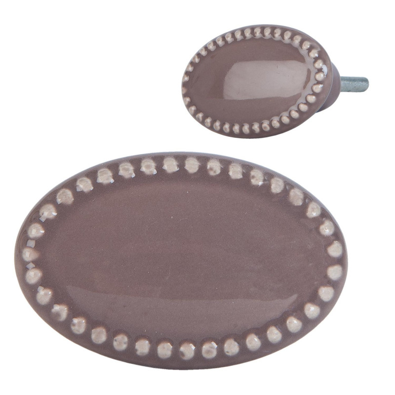 Taupe oválná vintage úchytka - 4*3*4 cm